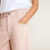 Short rose en coton pour filles avec broderie