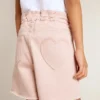 Short rose en coton pour filles avec broderie