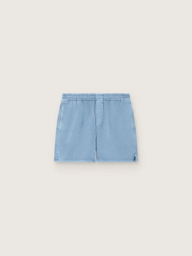 Short unisexe en sergé de coton bleu clair