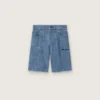 Short unisexe Journey en chambray de coton bleu clair avec logo brodé