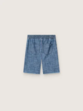 Short unisexe Journey en chambray de coton bleu clair avec logo brodé