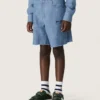 Short unisexe Journey en chambray de coton bleu clair avec logo brodé