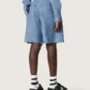 Short unisexe Journey en chambray de coton bleu clair avec logo brodé