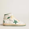 Sky-Star en cuir blanc avec étoile en cuir vert