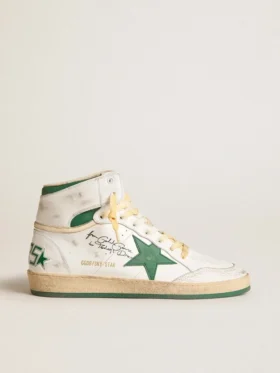 Sky-Star en cuir blanc avec étoile en cuir vert