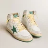 Sky-Star en cuir blanc avec étoile en cuir vert