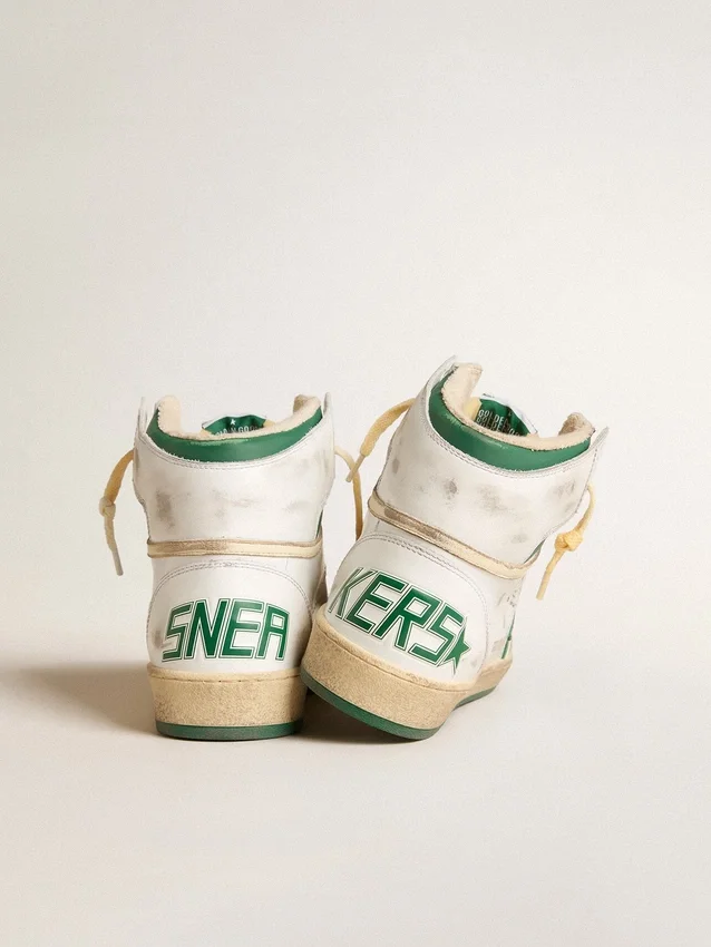 Sky-Star en cuir blanc avec étoile en cuir vert