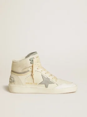 Sky-Star pour femme en cuir avec étoile en cuir bleu clair et languette de talon blanche
