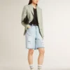 Sky-Star pour femme en cuir avec étoile en cuir bleu clair et languette de talon blanche
