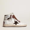 Sky-Star pour femme en cuir nappa blanc avec étoile en daim chocolat