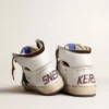 Sky-Star pour femme en cuir nappa blanc avec étoile en daim chocolat