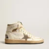 Sky-Star pour femme en cuir nappa blanc avec étoile en daim gris tourterelle