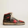 Sky-Star pour femme en cuir noir brillant avec étoile rouge