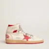 Sky-Star pour femme en nappa blanc avec étoile et languette de talon rouges