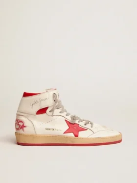 Sky-Star pour femme en nappa blanc avec étoile et languette de talon rouges