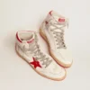Sky-Star pour femme en nappa blanc avec étoile et languette de talon rouges