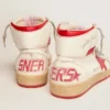 Sky-Star pour femme en nappa blanc avec étoile et languette de talon rouges
