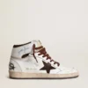 Sky-Star pour homme en cuir nappa blanc avec une étoile en daim chocolat