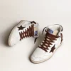 Sky-Star pour homme en cuir nappa blanc avec une étoile en daim chocolat
