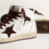 Sky-Star pour homme en cuir nappa blanc avec une étoile en daim chocolat