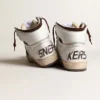 Sky-Star pour homme en cuir nappa blanc avec une étoile en daim chocolat