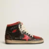 Sky-Star pour homme en cuir noir brillant avec étoile rouge