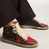 Sky-Star pour homme en cuir noir brillant avec étoile rouge