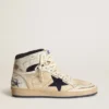 Sky-Star pour homme en nylon et cuir couleur crème avec étoile en daim bleu