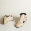 Sky-Star pour homme en nylon et cuir couleur crème avec étoile en daim bleu