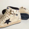 Sky-Star pour homme en nylon et cuir couleur crème avec étoile en daim bleu