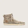 Slide LAB Sneakers pour femme en daim couleur tabac avec cristaux et étoile en daim couleur tabac