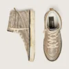 Slide LAB Sneakers pour femme en daim couleur tabac avec cristaux et étoile en daim couleur tabac