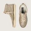 Slide LAB Sneakers pour homme, modèle à enfiler, en daim couleur tabac avec cristaux et étoile en daim couleur tabac