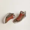 Slide LTD pour femme en cuir de poney à imprimé léopard avec étoile et strass en cuir métallisé