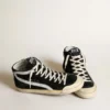Slide Penstar pour homme en daim noir avec étoile noire et lueur blanche