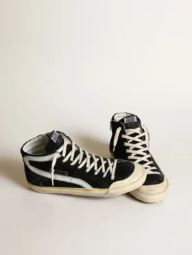 Slide Penstar pour homme en daim noir avec étoile noire et lueur blanche