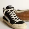 Slide Penstar pour homme en daim noir avec étoile noire et lueur blanche