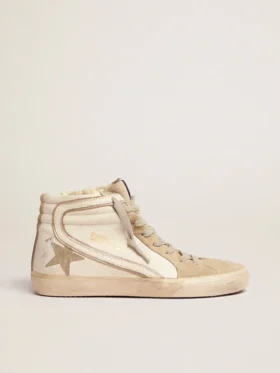 Slide pour femme avec étoile en daim gris glacier et touche blanche