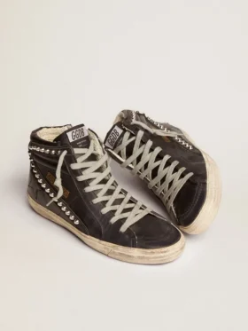 Slide pour femme noires à clous