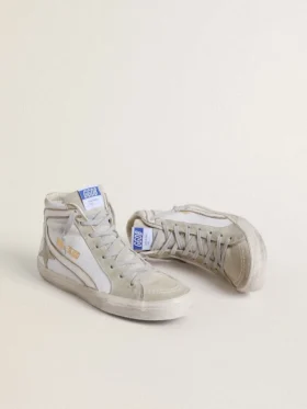 Slide pour homme en cuir avec détails en daim