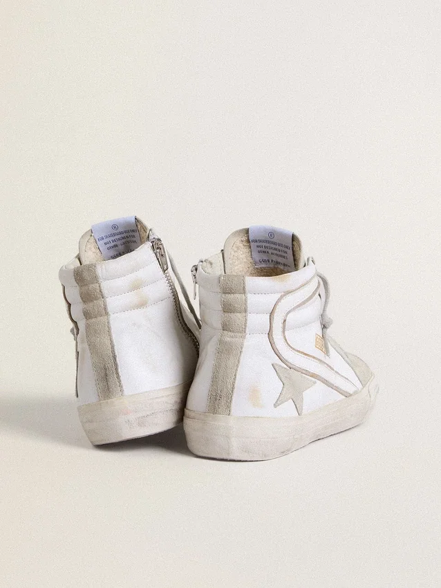 Slide pour homme en cuir avec détails en daim
