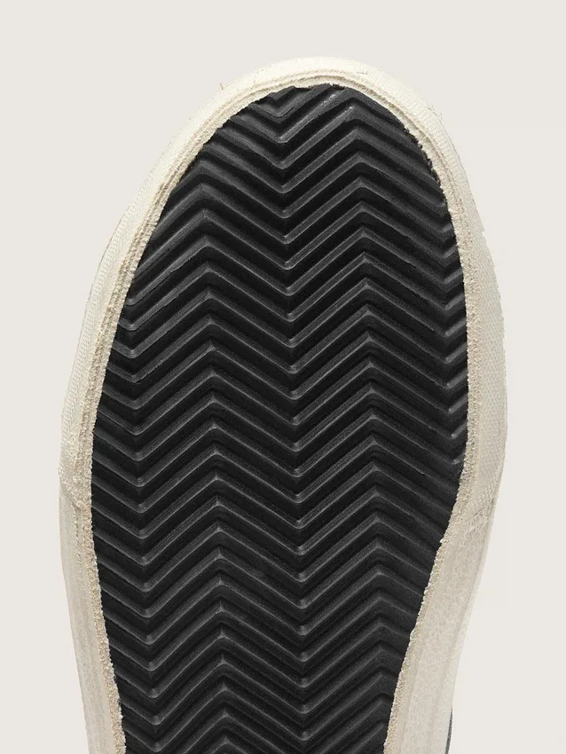Slide pour homme en daim gris avec étoile et bande en nubuck marron