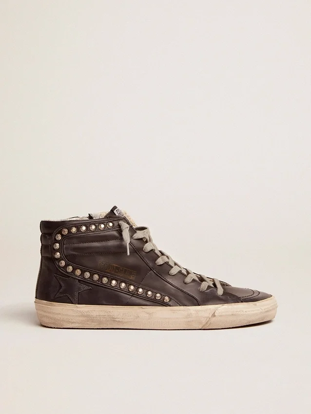 Slide pour homme noires à clous