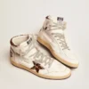 Sneakers Sky-Star avec signature sur la cheville et empiècements en peaux de poney à imprimé léopard
