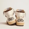 Sneakers Sky-Star avec signature sur la cheville et empiècements en peaux de poney à imprimé léopard