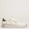 Sneakers Stardan avec étoile en cuir métallisé argenté et languette au talon