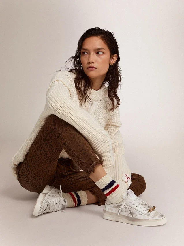 Sneakers Stardan en cuir blanc avec effet usé