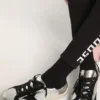 Sneakers Super-Star en cuir argenté avec empiècements en daim