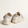 Sneakers Super-Star en cuir gris-blanc à effet pailleté avec étoile en cuir