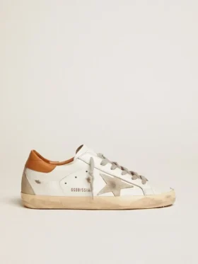 Sneakers Super-Star pour femme avec étoile en daim et languette de talon marron